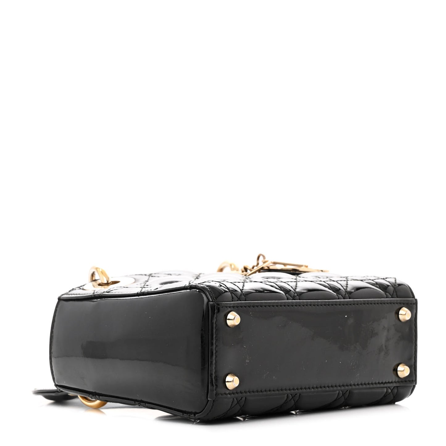 Patent Cannage Mini Lady Dior Black