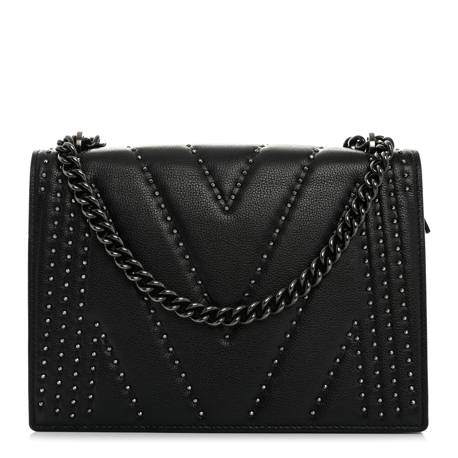 MCM Calfskin Stud Disco Flap Crossbody Bag Black 1 of 11