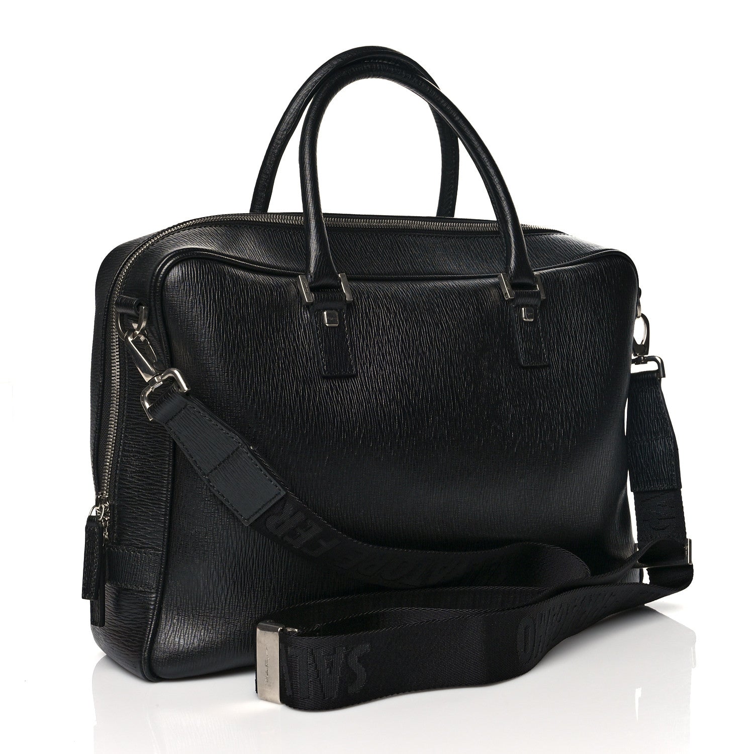 Salvatore Ferragamo Calfskin Zip Around Briefcase Black 3 of 13