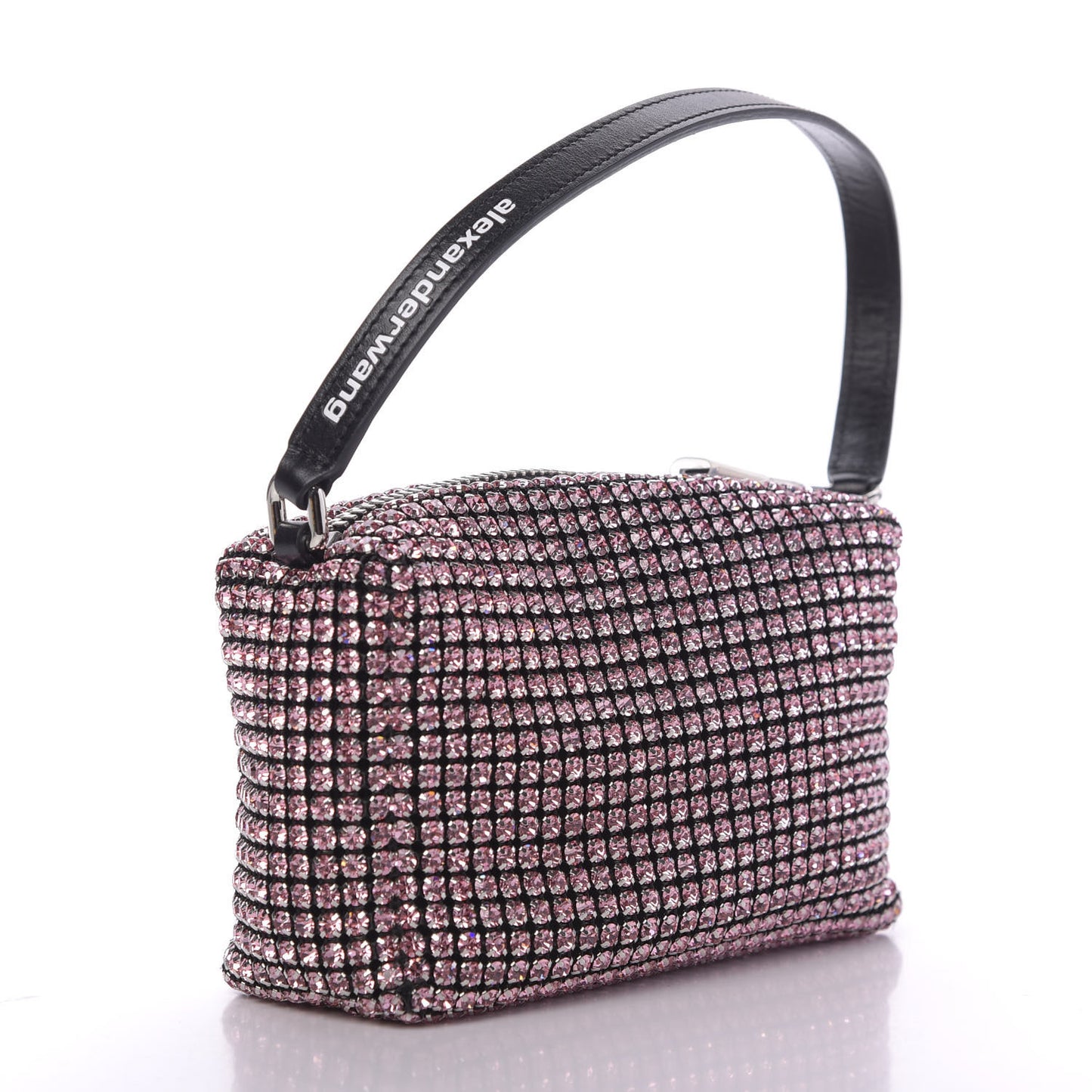 Mesh Crystal Rhinestone Mini Heiress Pouch Pink
