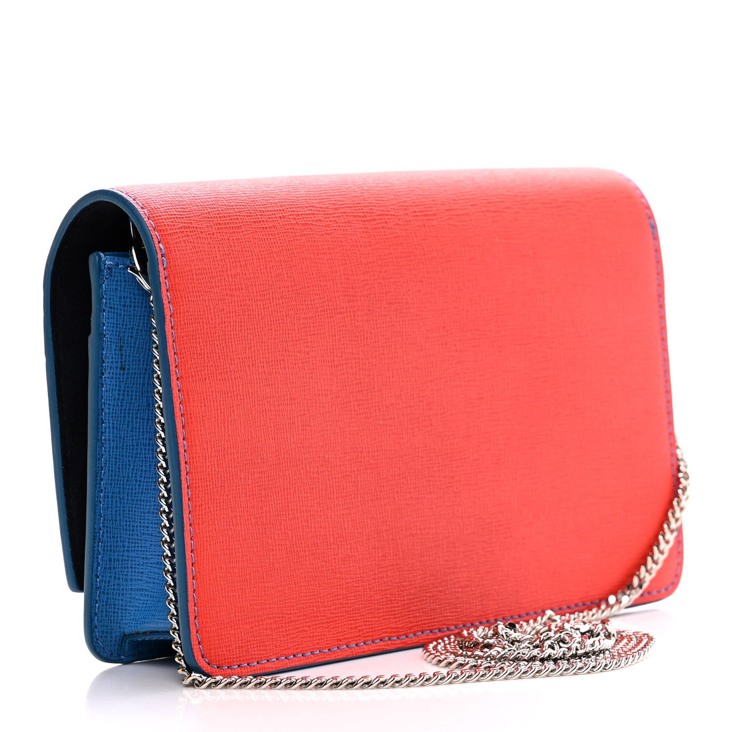 Fendi Vitello Elite Crystal Monster Eyes Tube Wallet On Chain Blue Royal Multicolor 3 of 12