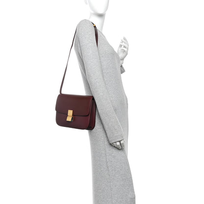 Celine Box Calfskin Medium Classic Box Flap Bag Burgundy 2 of 10