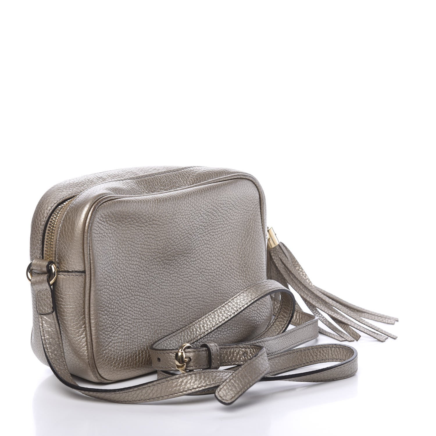 Gucci Metallic Pebbled Calfskin Small Soho Disco Bag Golden Beige 3 of 10