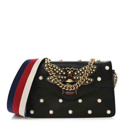 Gucci Nappa Pearl Studded Mini Queen Margaret Broadway Shoulder Bag Black 1 of 10