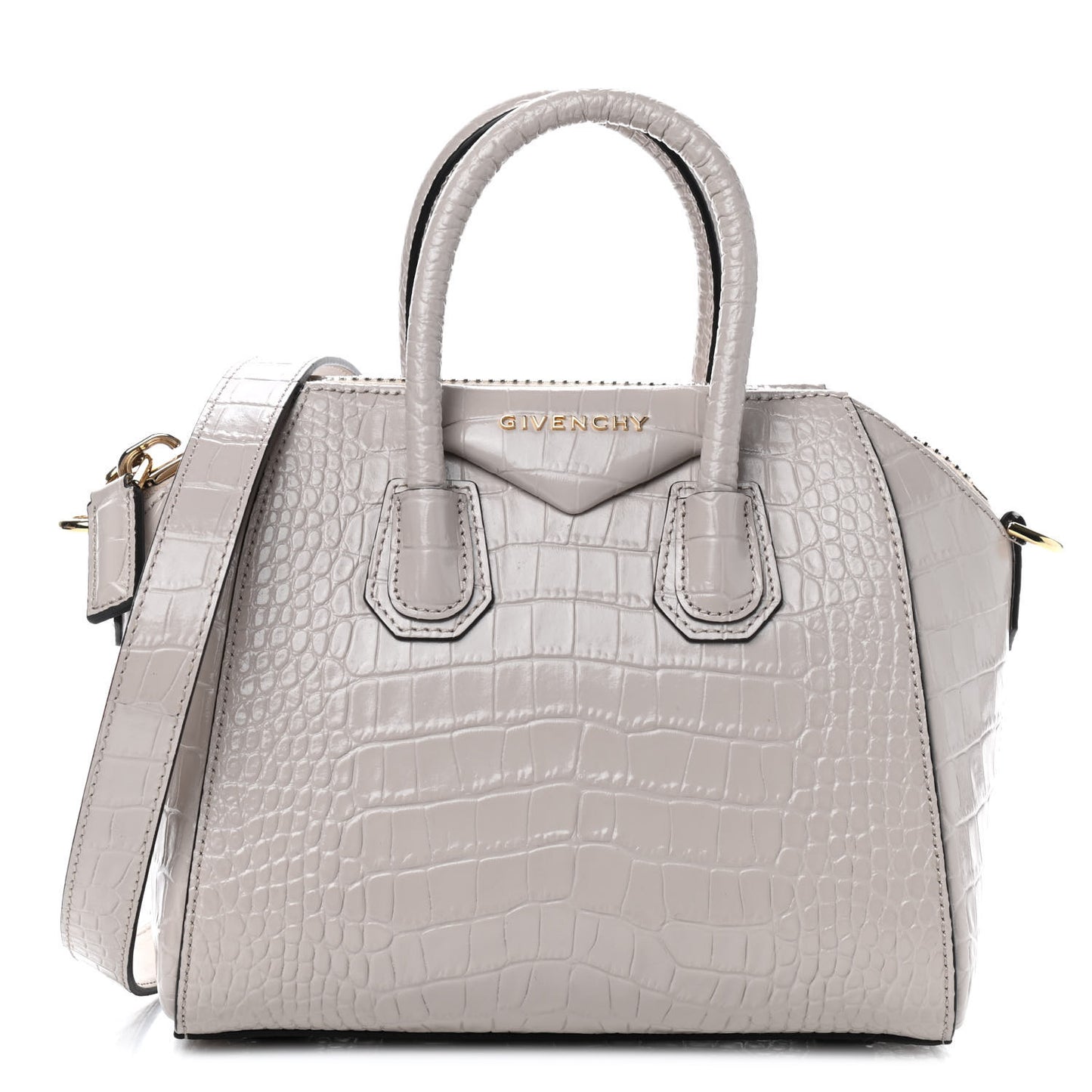 Calfskin Crocodile Embossed Mini Antigona Dune
