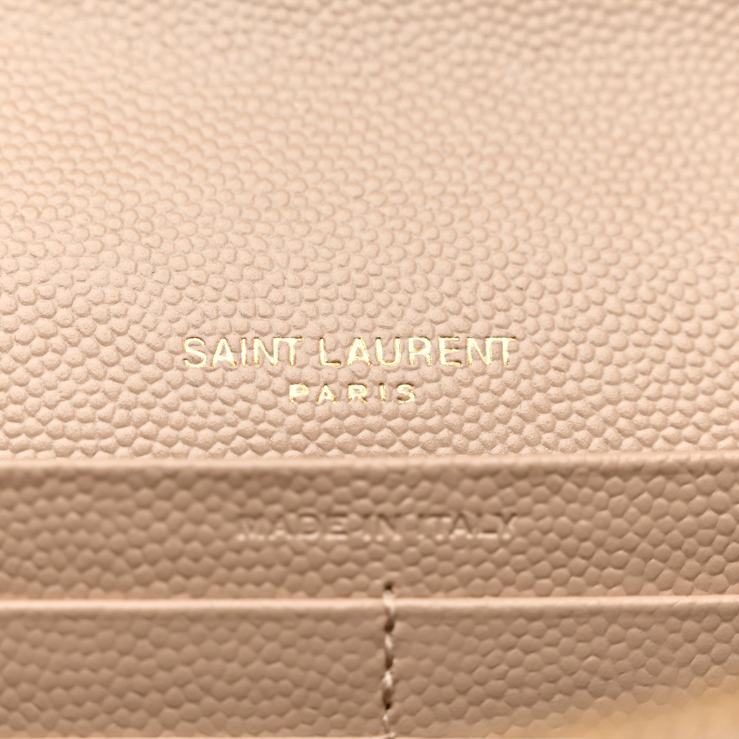 Saint Laurent Grain De Poudre Mixed Matelasse Triquilt Monogram Chain Wallet Dark Beige 6 of 12