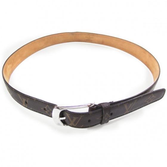 Louis Vuitton Monogram Belt w Silver Buckle 85/34 1 of 5
