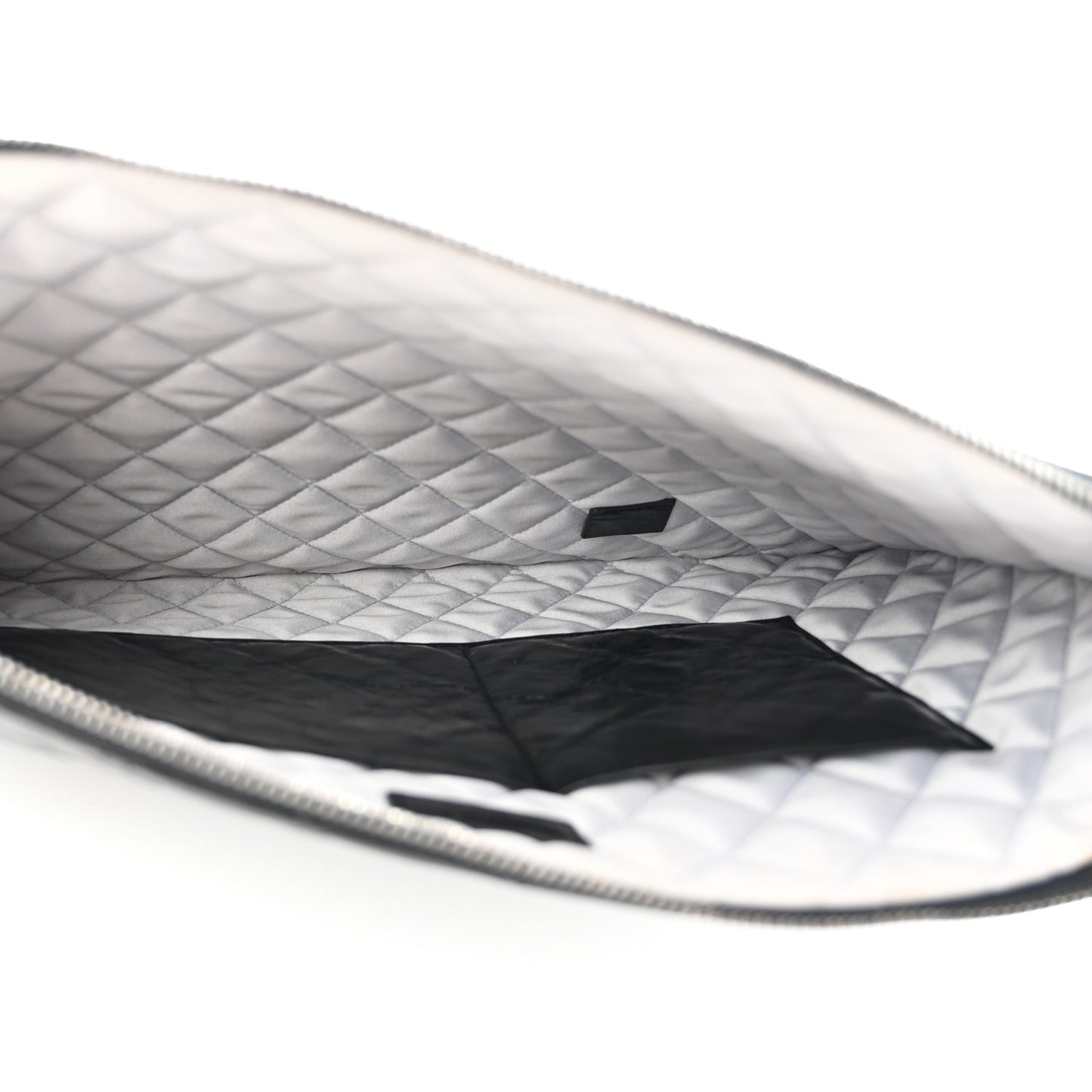 Crackled Lambskin Quilted Medium Cosmetic Case Black
