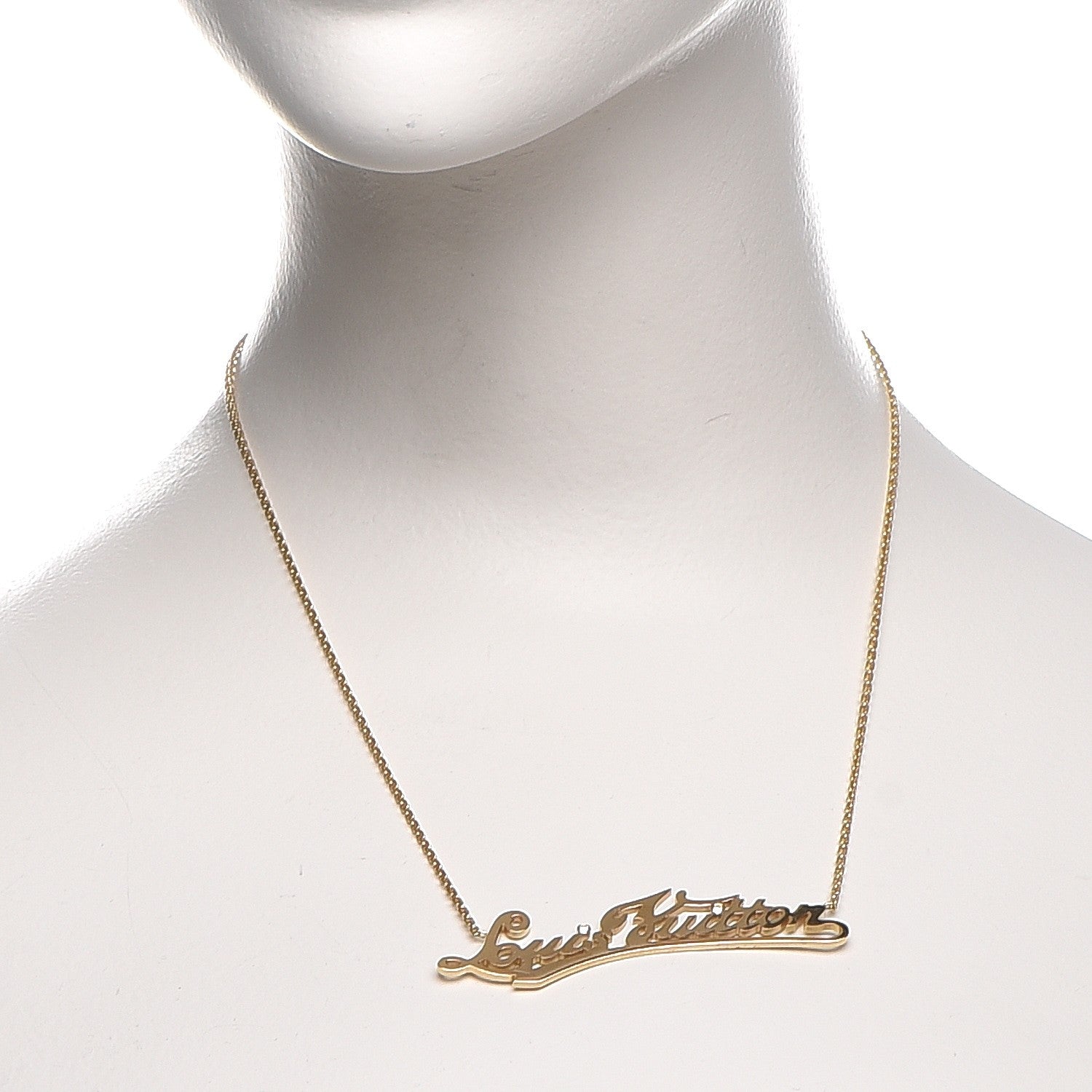 Louis Vuitton 18K Yellow Gold Diamond ID Nameplate Necklace 2 of 7