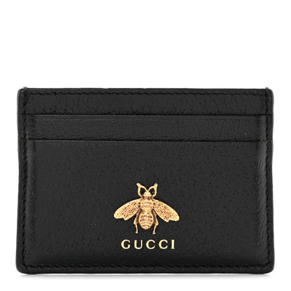 Gucci Pebbled Calfskin Animalier Card Holder Black 1 of 7