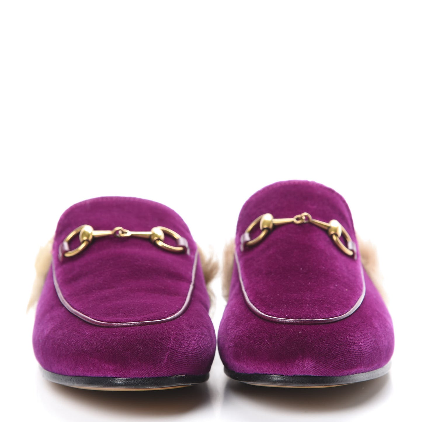 Velvet Fur Womens Princetown Slippers 37 Fucsia Violet Cyclamen Natural