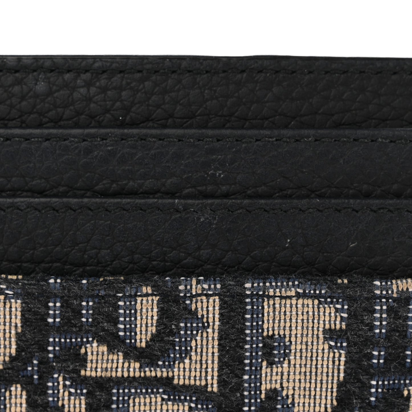 Grained Calfskin Oblique Card Holder Black
