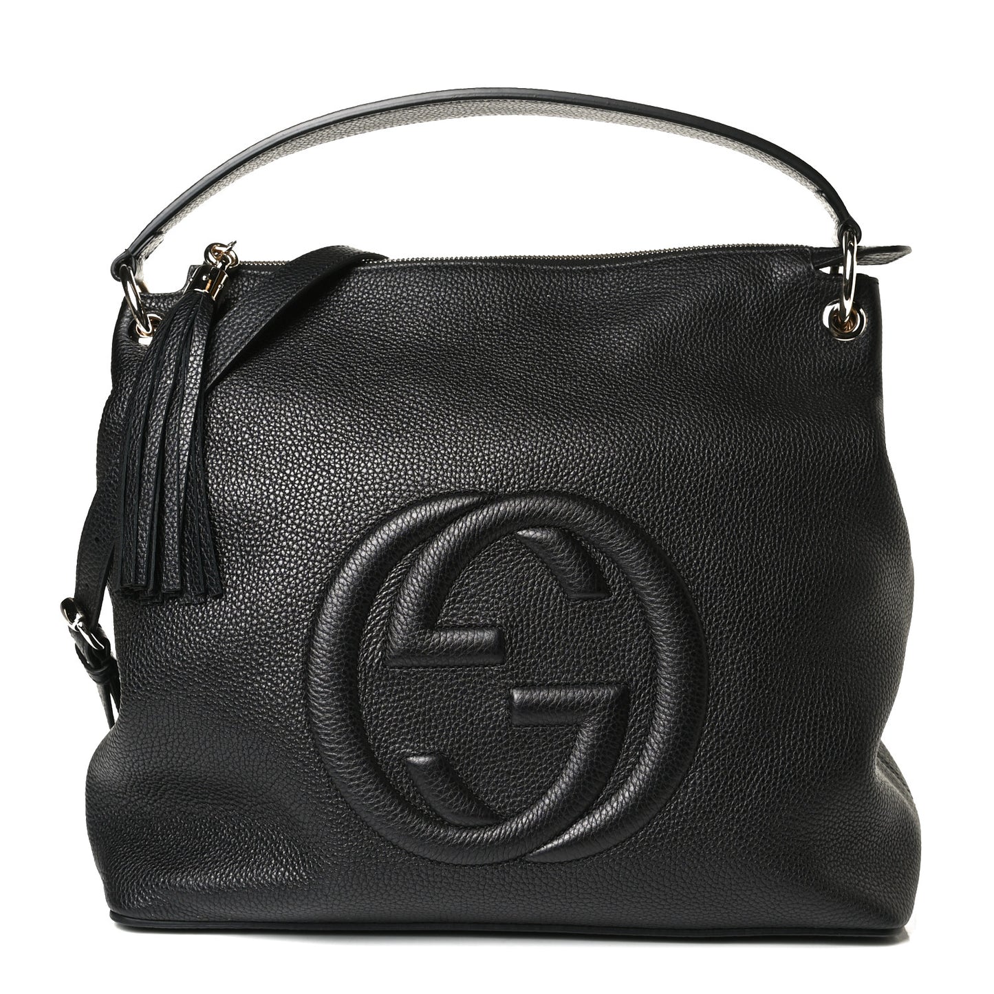 Pebbled Calfskin Large Soho Hobo Black