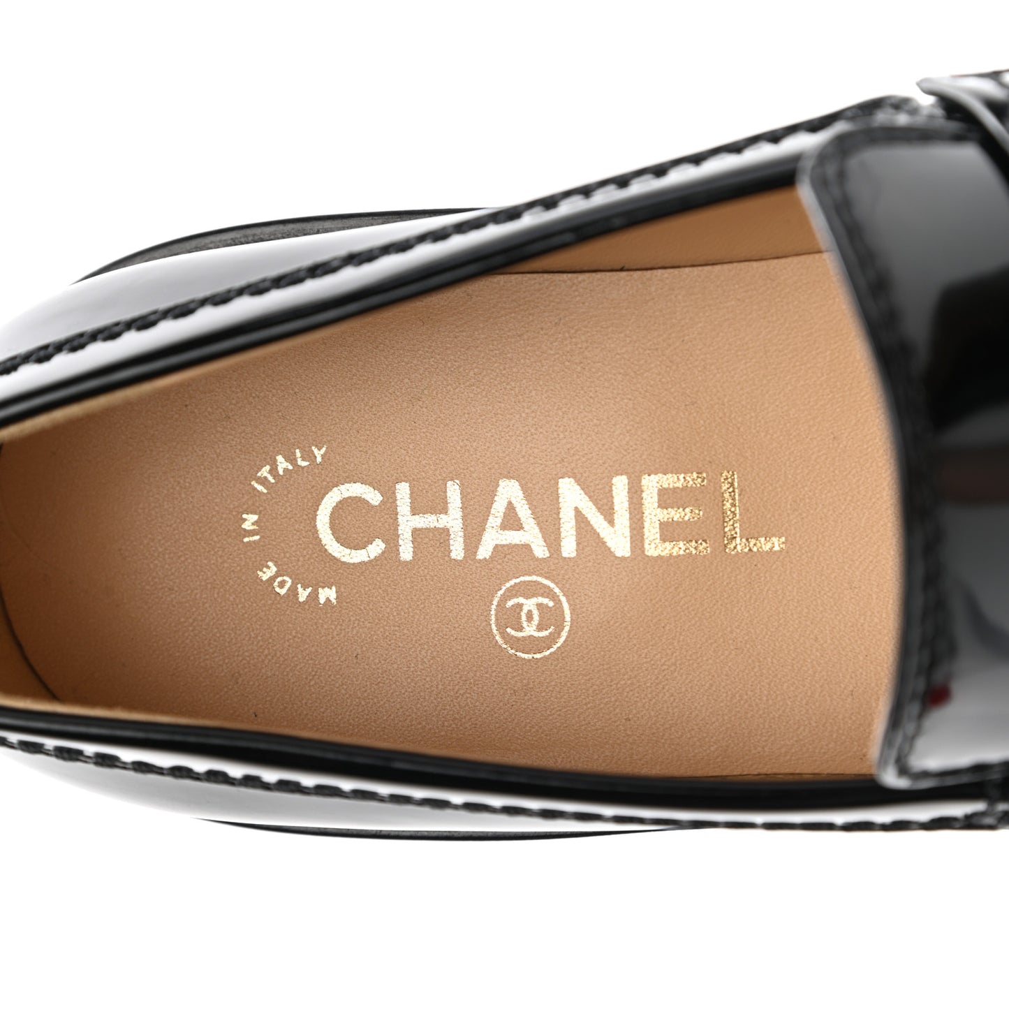 Shiny Calfskin Logo Loafers 39 Black