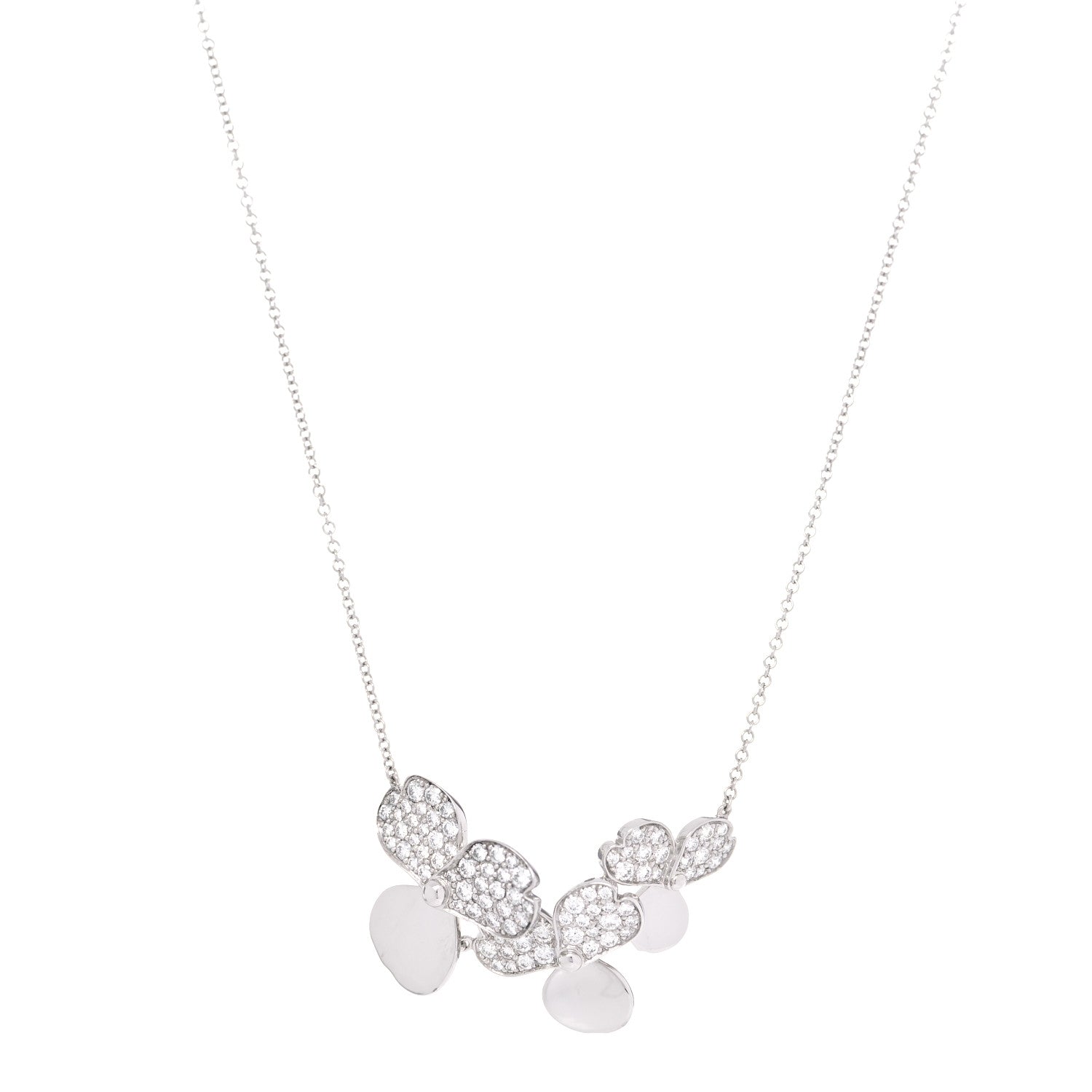 Tiffany Platinum Diamond Mini Paper Flowers Cluster Pendant Necklace 1 of 6