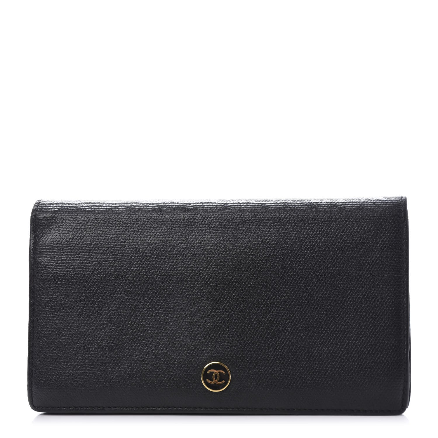 Chanel Grained Calfskin CC Button Yen Wallet Black 1 of 10