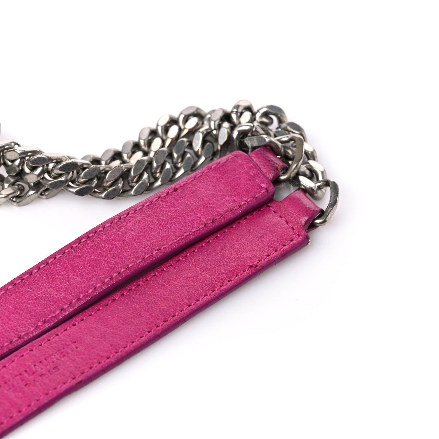 Sheepskin Matelasse Chevron Medium Monogram Chain Bag Electric Pink