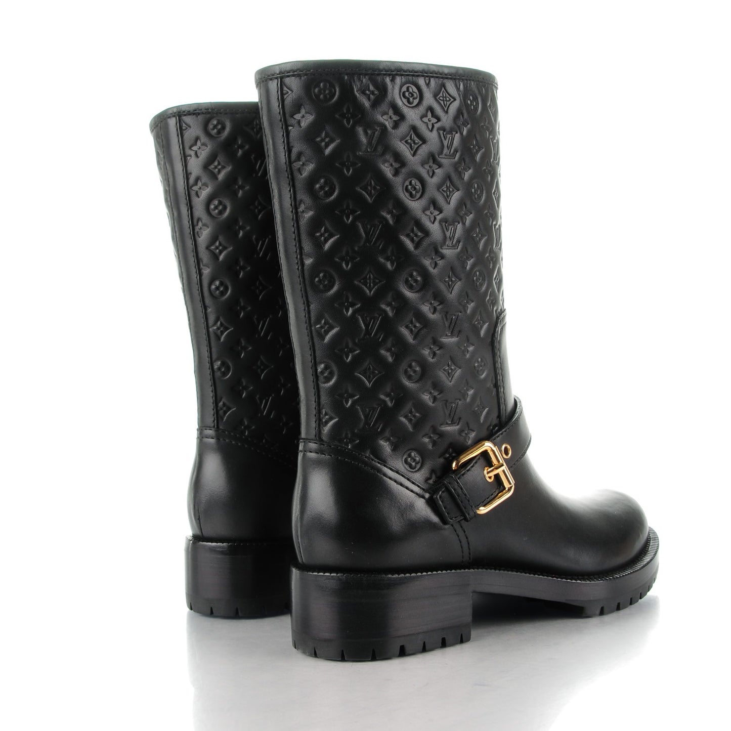 Calfskin Embossed Monogram Rebellion Half Boots 36.5 Black