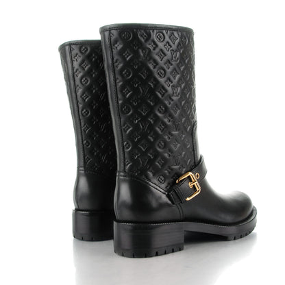 Louis Vuitton Calfskin Embossed Monogram Rebellion Half Boots 36.5 Black 4 of 8