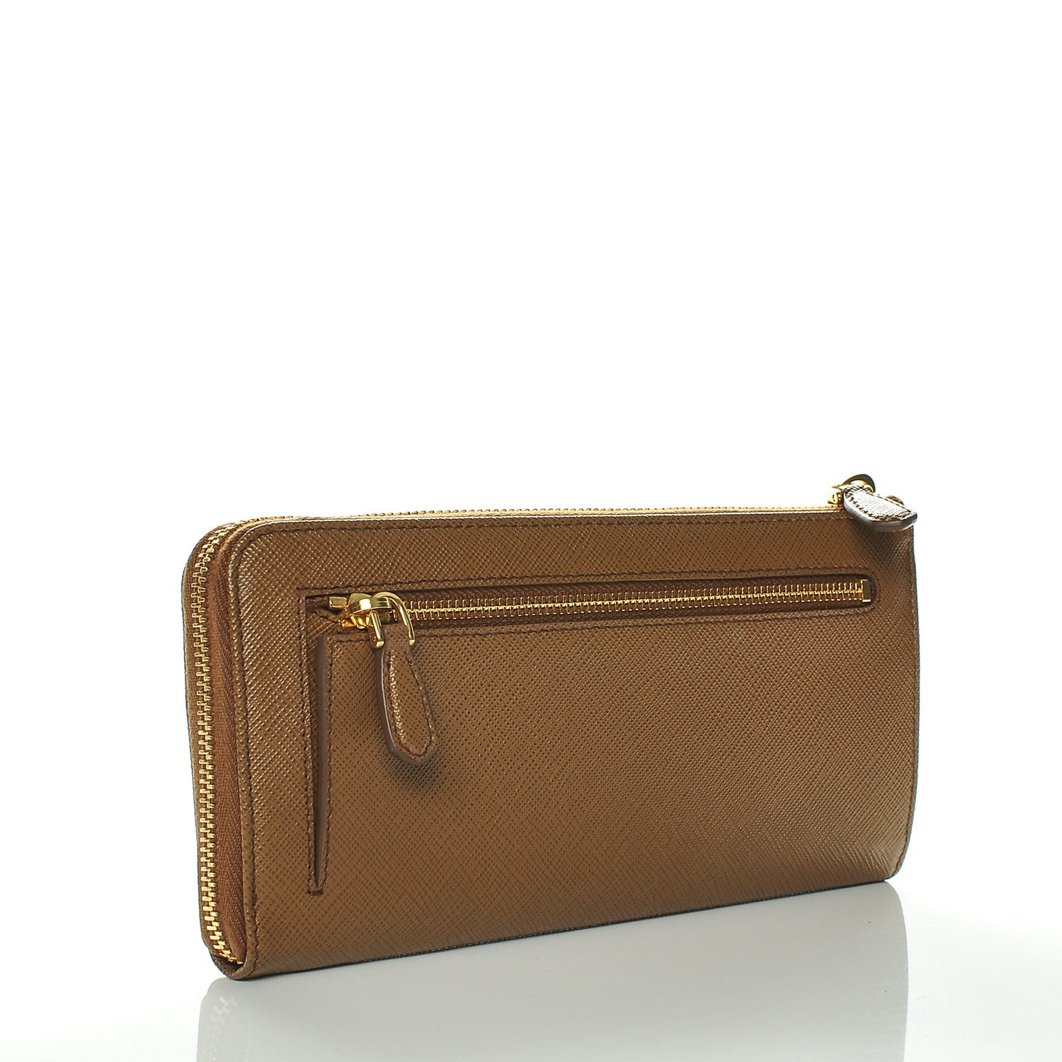 Prada Saffiano Metal Zip Around Wallet Cannella 3 of 6