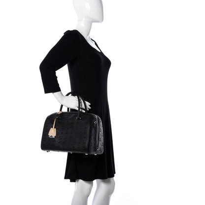 MCM Calfskin Ottomar Monogram Essential Boston Bag Black 2 of 11