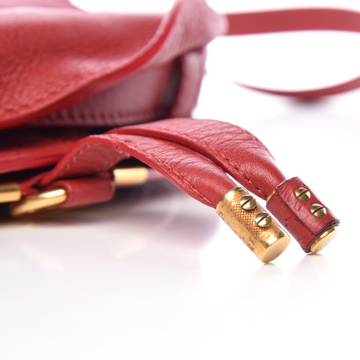 Chloe Calfskin Mini Marcie Round Crossbody Bag Red 10 of 10