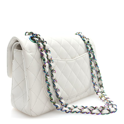 Chanel Caviar Quilted Rainbow CC Small Double Flap White 3 of 10