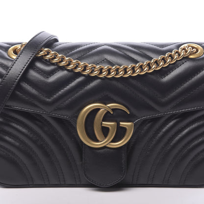 Gucci Calfskin Matelasse Small GG Marmont Shoulder Bag Black 8 of 10