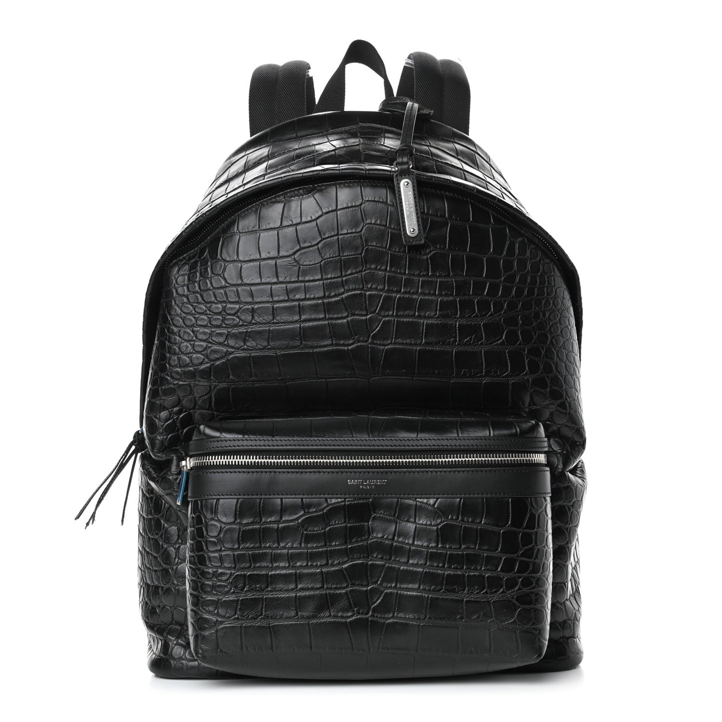 Calfskin Crocodile Embossed City Backpack Black