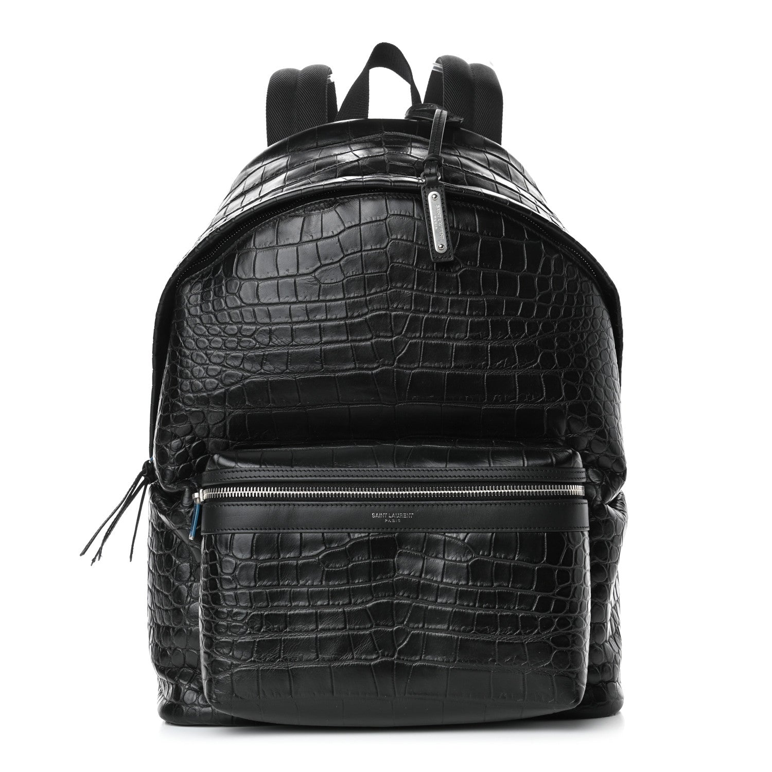 Saint Laurent Calfskin Crocodile Embossed City Backpack Black 1 of 4