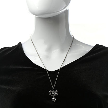 Chanel Pearl CC Drop Necklace Silver Black 2 of 5