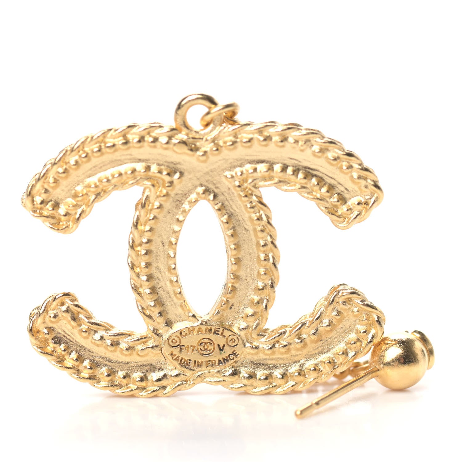 Chanel CC Drop Earrings Matte Gold 4 of 4