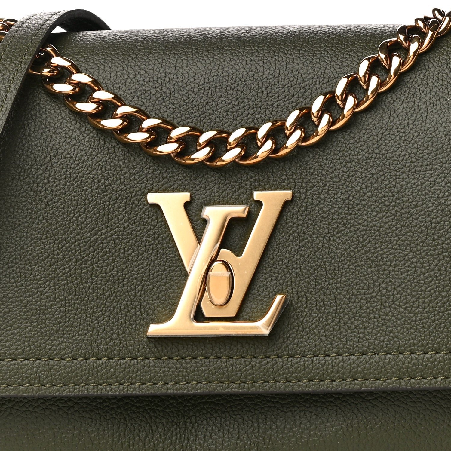 Louis Vuitton Grained Calfskin Lockme Chain Bag PM Kaki 7 of 10