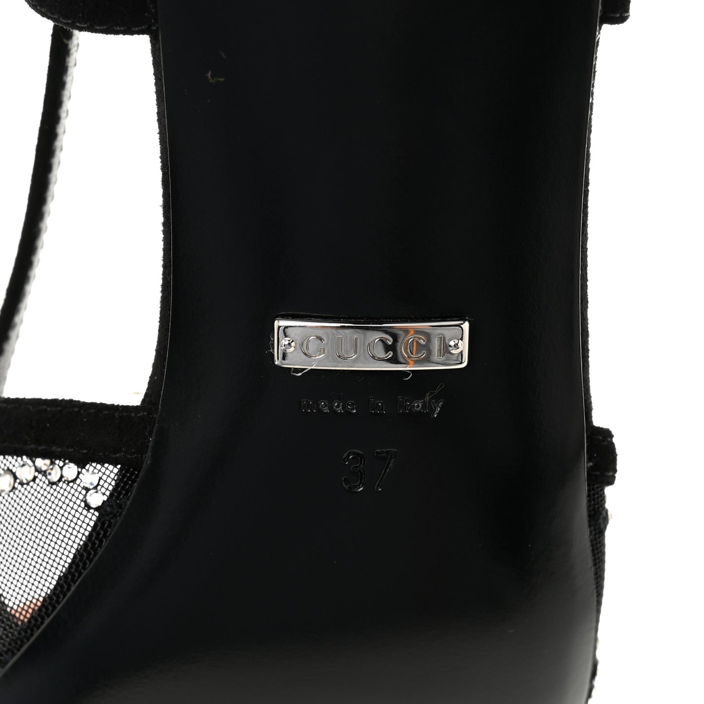 Tela Retino Kid Scamosciato Crystal GG Monogram Square G 35mm Slingback Pumps 37 Black