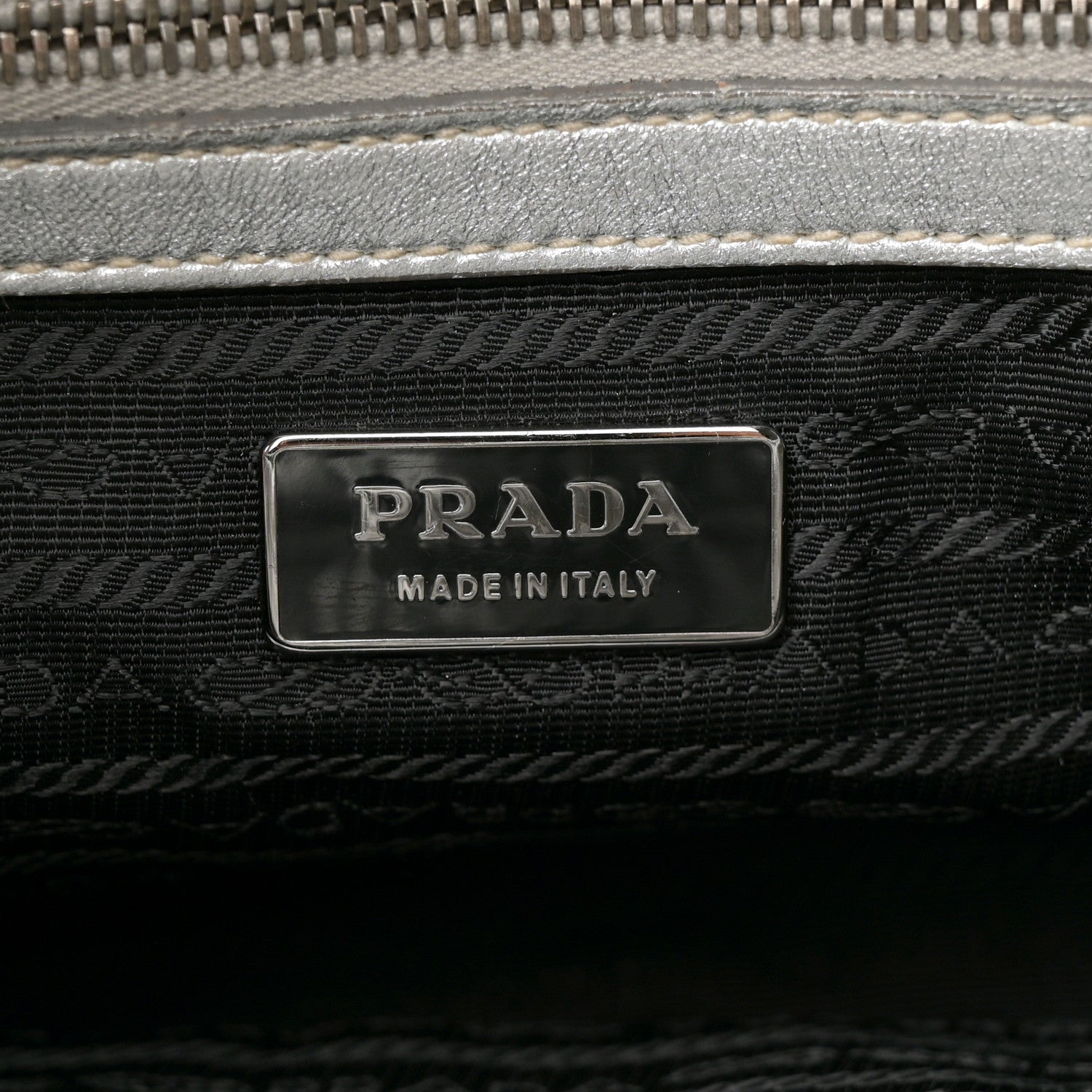 Prada Metallic Nappa Gaufre Messenger Tote Argento 6 of 19
