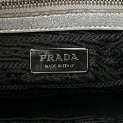 Prada Metallic Nappa Gaufre Messenger Tote Argento 6 of 19