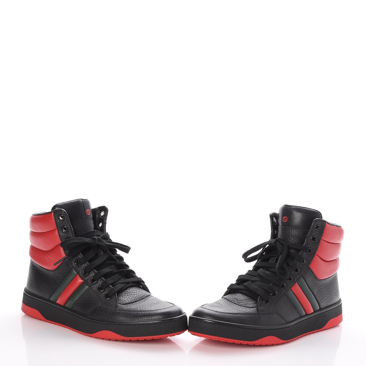 Calfskin New Praga Karibu High Top Sneakers 37.5 Black Red Green