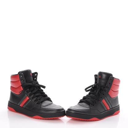 Gucci Calfskin New Praga Karibu High Top Sneakers 37.5 Black Red Green 5 of 9