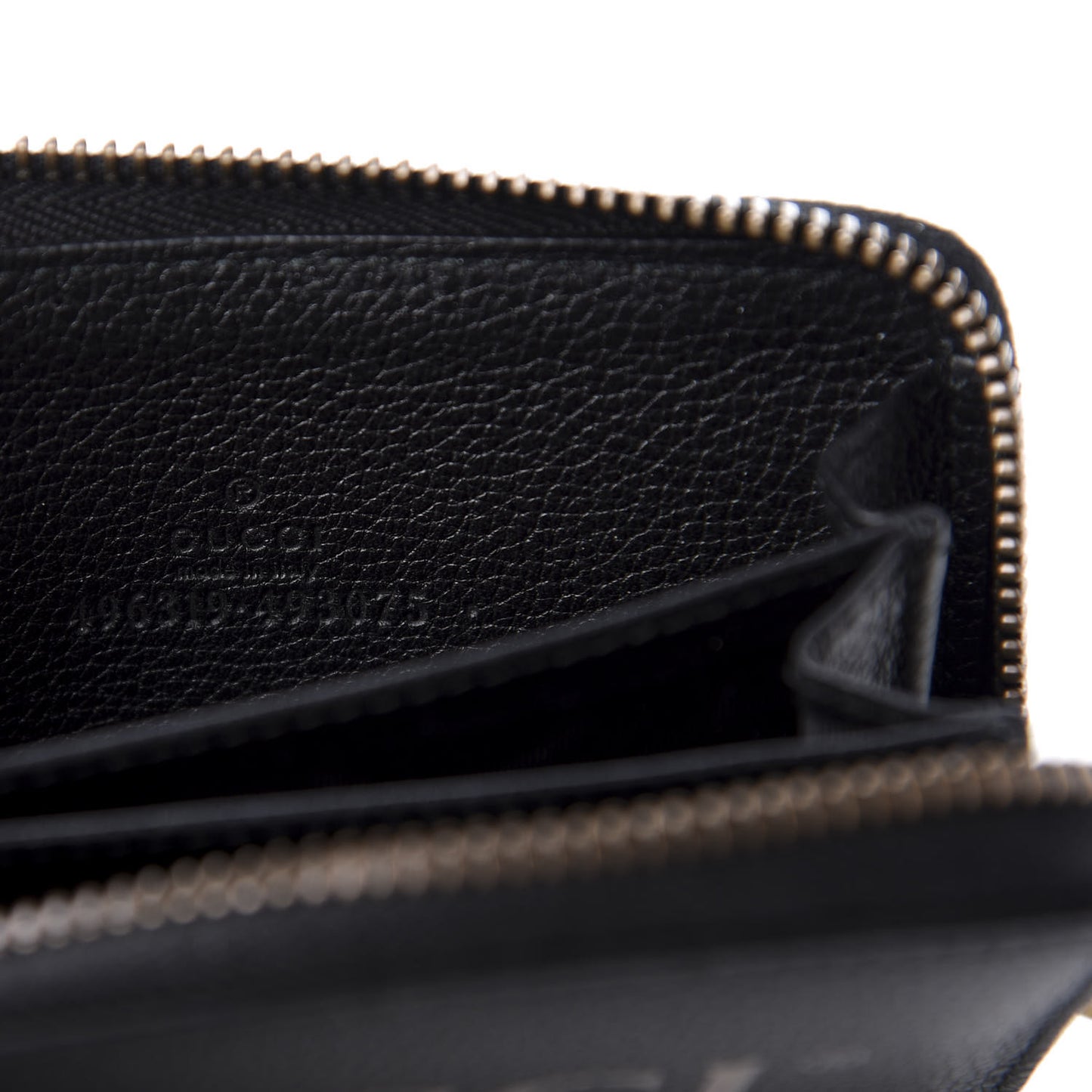 Calfskin Logo Zip Around Card Case Black