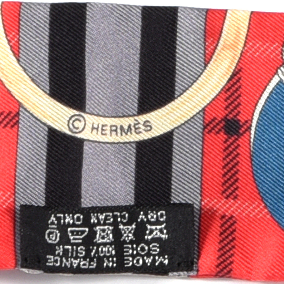 Hermes Silk Tatersale Twilly Rouge Black Bleu 4 of 5