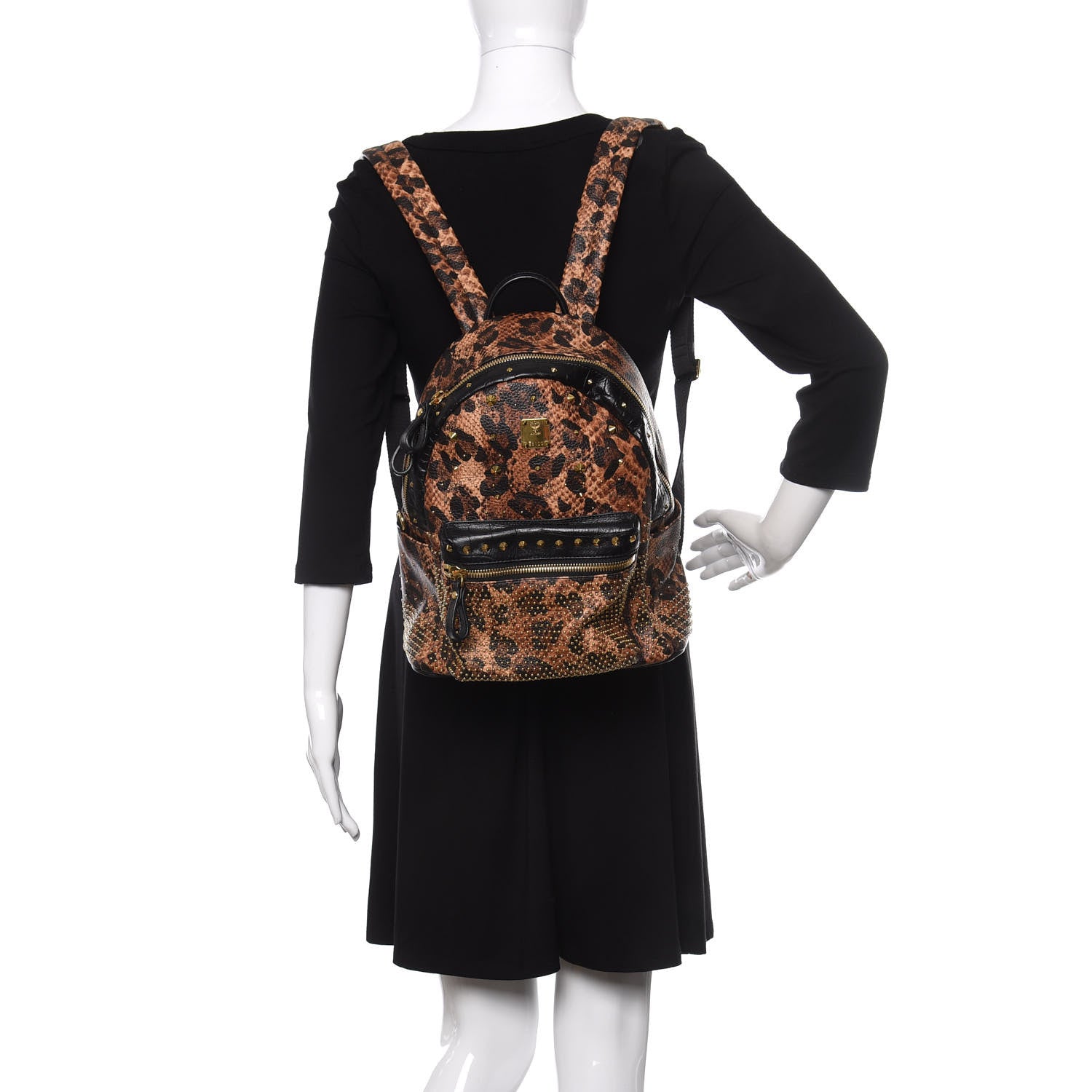 MCM Visetos Leopard Print Studded Small Stark Backpack 2 of 10