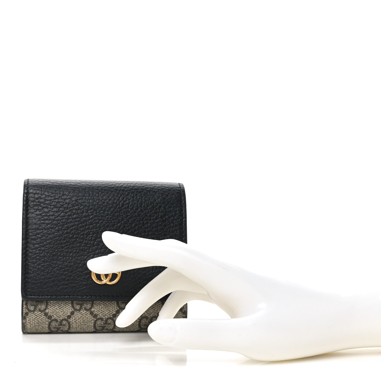 Gucci Dollar Calfskin GG Supreme Monogram Medium GG Marmont Wallet Black Beige Ebony 2 of 6