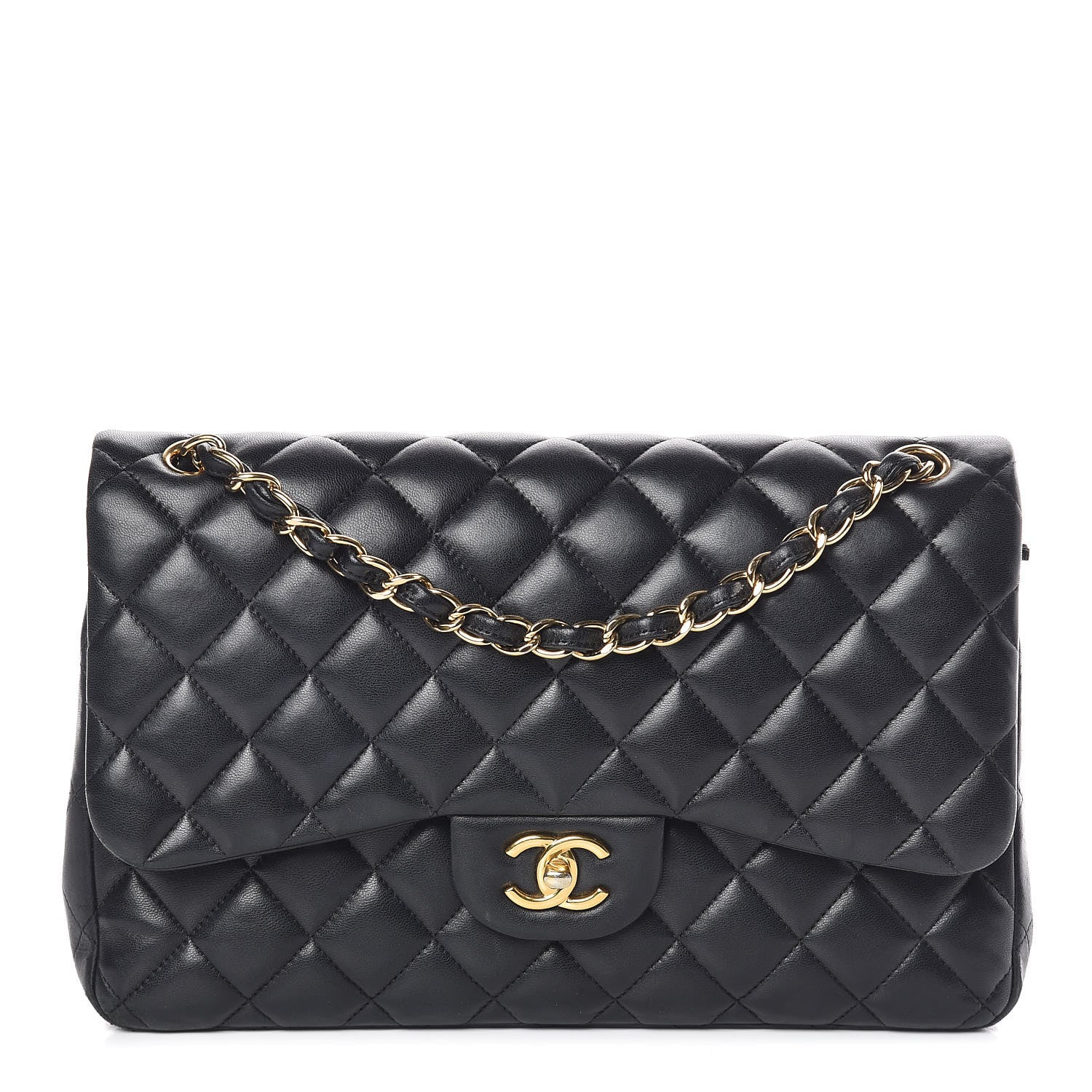 Chanel Lambskin Quilted Jumbo Double Flap Black 1 of 18
