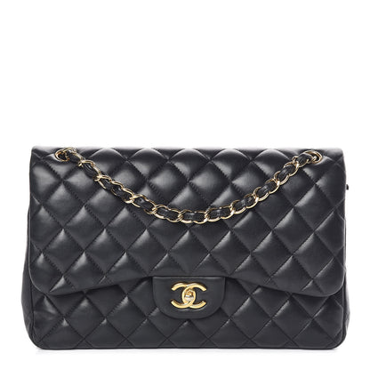 Chanel Lambskin Quilted Jumbo Double Flap Black 1 of 18