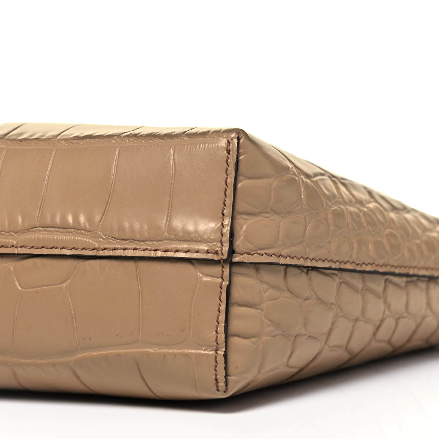 Alexander McQueen Calfskin Crocodile Embossed Mini Shopper Camel 9 of 11