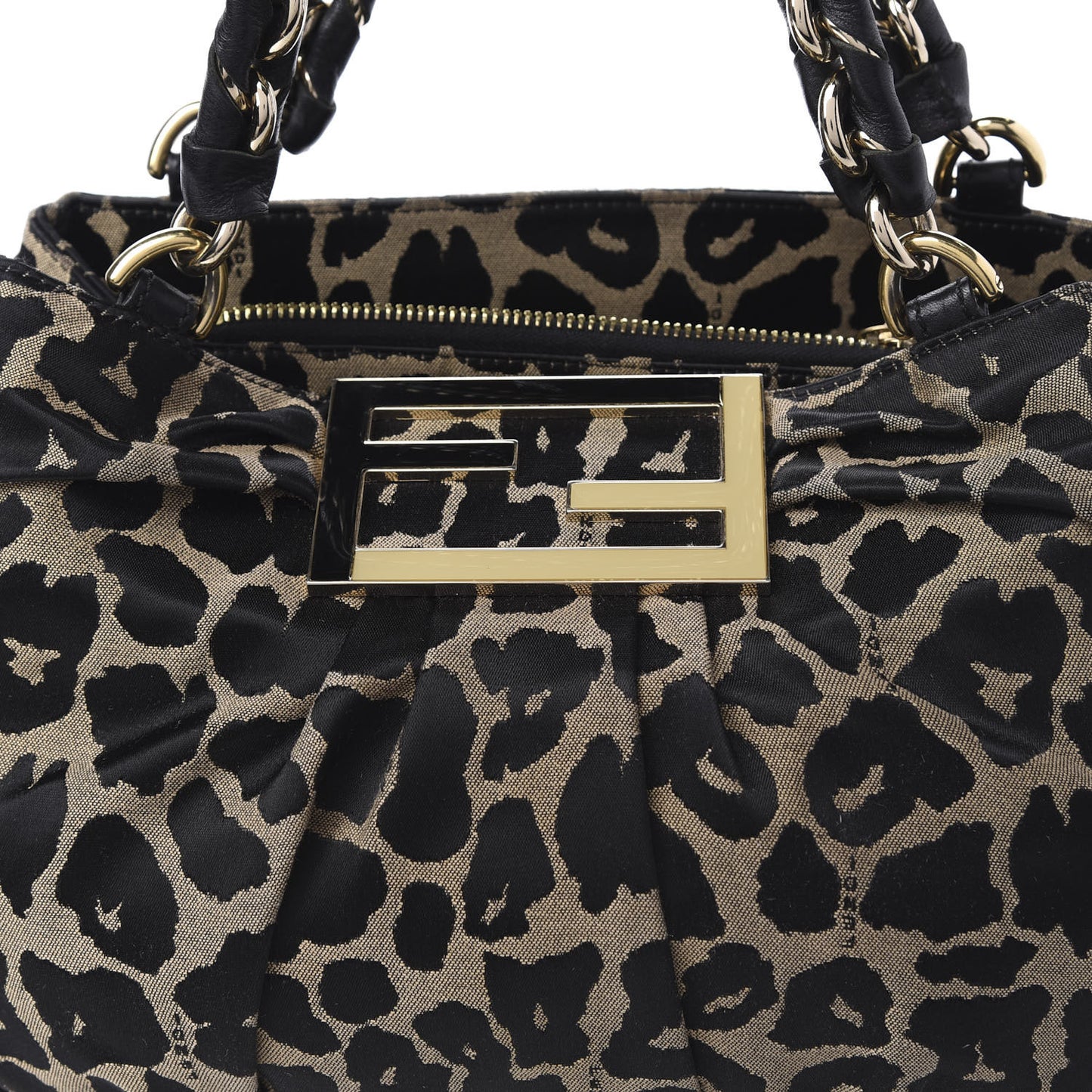 Jacquard Leopard Print Small Mia Tote Taupe Black