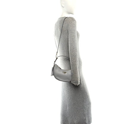 Prada Soft Calfskin Arque Shoulder Bag Granito 2 of 9