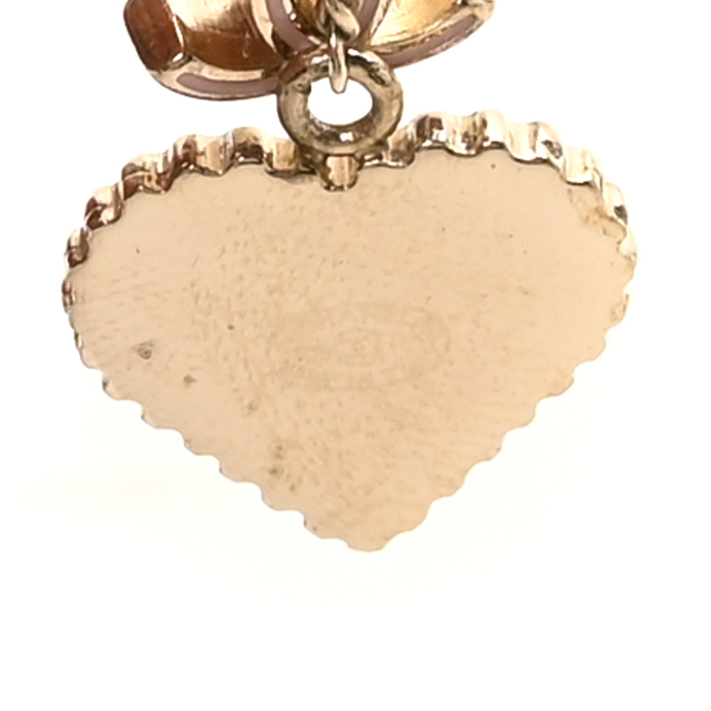 Enamel Valentine CC Heart Drop Earrings Pink Gold