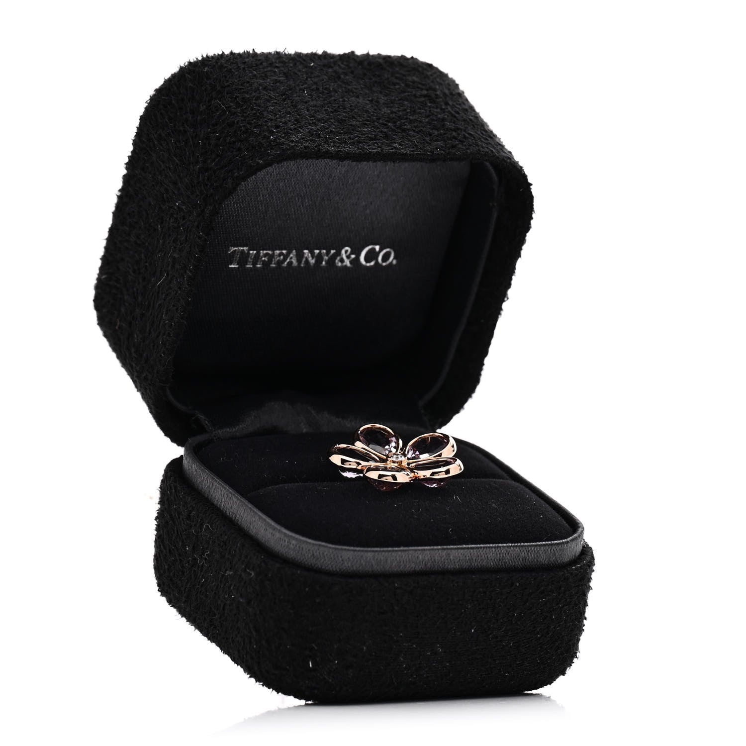 Tiffany 18K Rose Gold Diamond Amethyst Sparklers Flower Ring 46 3.75 6 of 6
