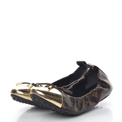 Louis Vuitton Patent Monogram Flirty Ballerina Flats 38 Gold 3 of 9